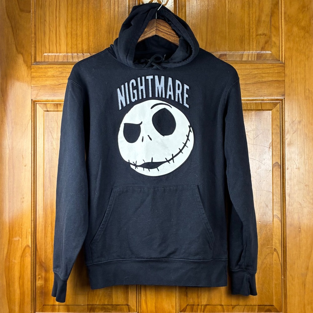 Disney Nightmare Before Christmas Jack Skellington Hoodie Black Sleeve Size S